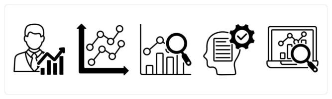 Set of 5 Diagram icons in black color as statistician, statistic, forecasting vector