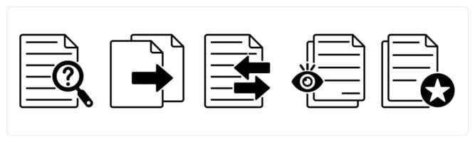 Set of 5 Files icons in black color as missing file, copy file, file transfer vector