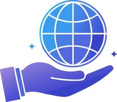 a hand holding a globe icon design sign vector