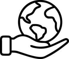a hand holding a globe icon design sign on a white background vector