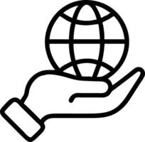 A cute hand holding a globe icon design on a white background vector