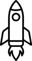 black and white drawing of a rocket icon design vector