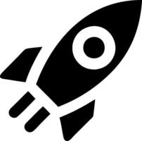 a black and white rocket icon on a white background vector