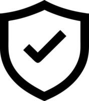 a black and white shield with a tick mark on it vector