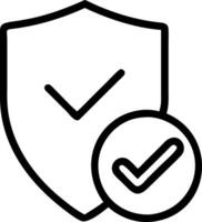 a black and white image of a shield with a check mark vector