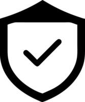 a black and white shield with a tick mark design on it vector