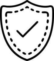 a black and white illustration of a shield with a tick vector