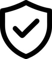 a black and white shield with a tick mark vector