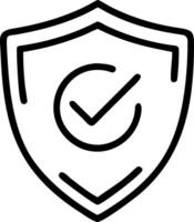 a black and white image of a shield with a check mark design vector