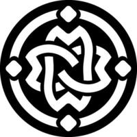 An intricate knot design encircled by a ring, celtic cross ornament. vector