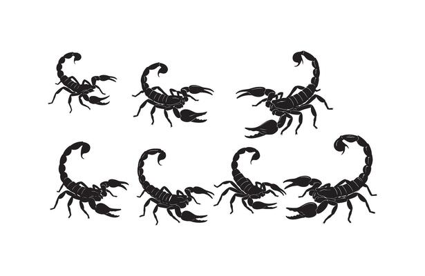 Scorpion Realistic Silhouette Stylized Clipart Set