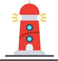 A red lighthouse with a light on top vector