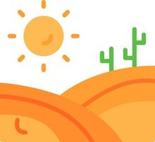 An orange desert with a sun and cactus plants vector