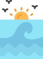 An icon of a wave and sun over the ocean vector