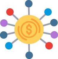 A dollar sign surrounded by circles and connected to other circles vector