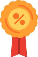 A yellow award with a percentage symbol on it vector