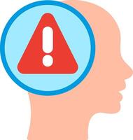 A person's head with a red warning sign on it vector