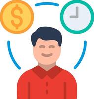 A man with a dollar sign and a clock vector