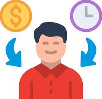 A man with a dollar sign and a clock icon vector