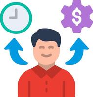A man with a clock and money icons vector