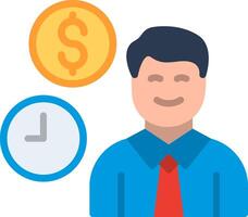 A man with a tie and a clock next to him vector