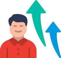 A man with an arrow pointing up and a man with a red shirt vector