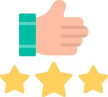 Five star rating icon with thumb up vector