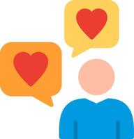 A person with two speech bubbles with hearts vector