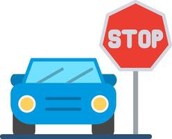 A car is next to a stop sign vector