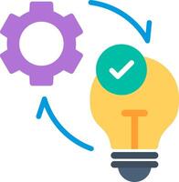 A light bulb with gears and a check mark next to it vector