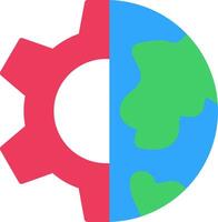 A gear and a globe with a gear in the middle vector