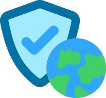 The globe and the shield icon vector