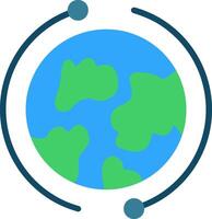 The earth is surrounded by circles and a blue line vector