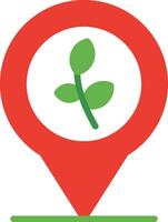 A red pin with a green leaf on it vector