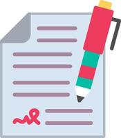A pen is writing on a paper with a contract vector