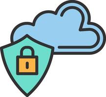 Cloud security icon with padlock and cloud vector
