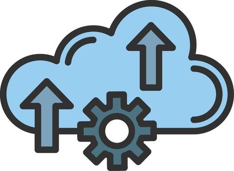 Cloud computing icon with arrows and gears vector