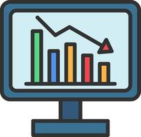 A computer monitor with a graph on it vector