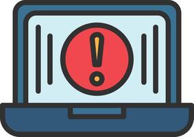 A laptop with an exclamation mark on it vector