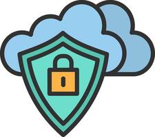 Cloud security icon with padlock and cloud vector
