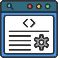 A web page with a gear and a button vector