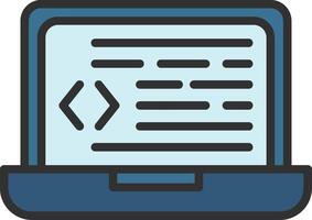 A laptop with a programming code on it vector