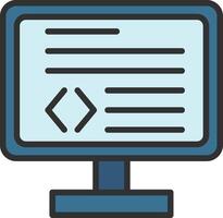 A computer monitor with a code symbol on it vector