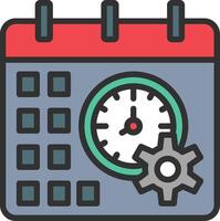 Calendar icon with clock and gears vector