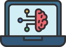 A laptop with a brain icon on it vector