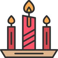 Candle icon with three candles on a table vector