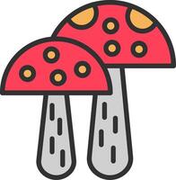 Two mushrooms with red and yellow spots on them vector