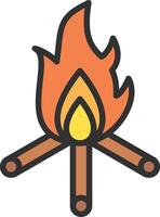 A campfire with a stick and a flame vector