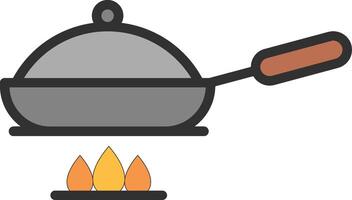 A frying pan with a flame on top vector
