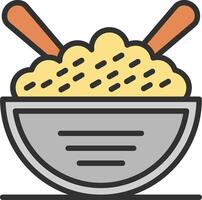 A bowl of pasta with two wooden spoons vector